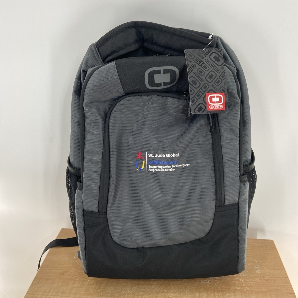 OGIO Backpack St. Jude Global Embroidered Black Gray Multi Pocket NEW NWT